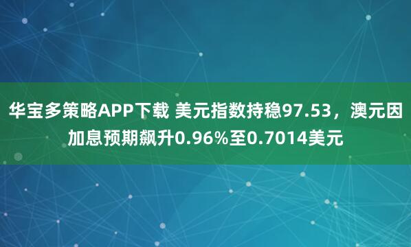 华宝多策略APP下载 美元指数持稳97.53，澳元因加息预期飙升0.96%至0.7014美元